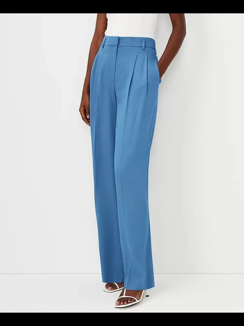 Ann Taylor Sky Blue High-Rise Wide-Leg Trousers
